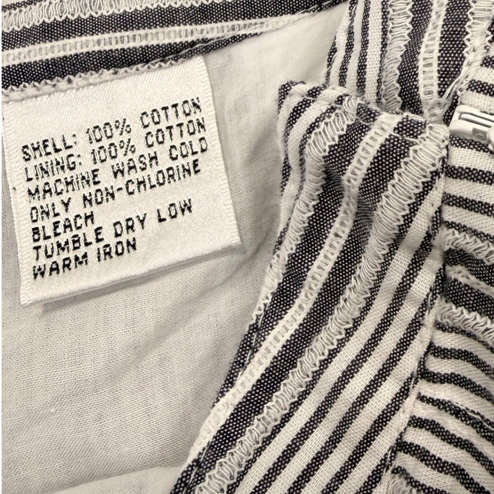 Talbots Striped ALine Flare Skirt Womens 8P White Gray Lined Mitered Chevron VTG - Picture 5 of 8